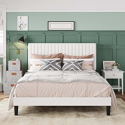 Contemporary Wingback Platform Bed