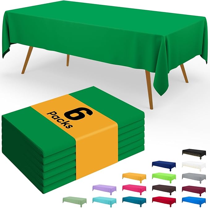 Emerald Green Banquet Tablecloths for Baby Shower (6 Pack)
