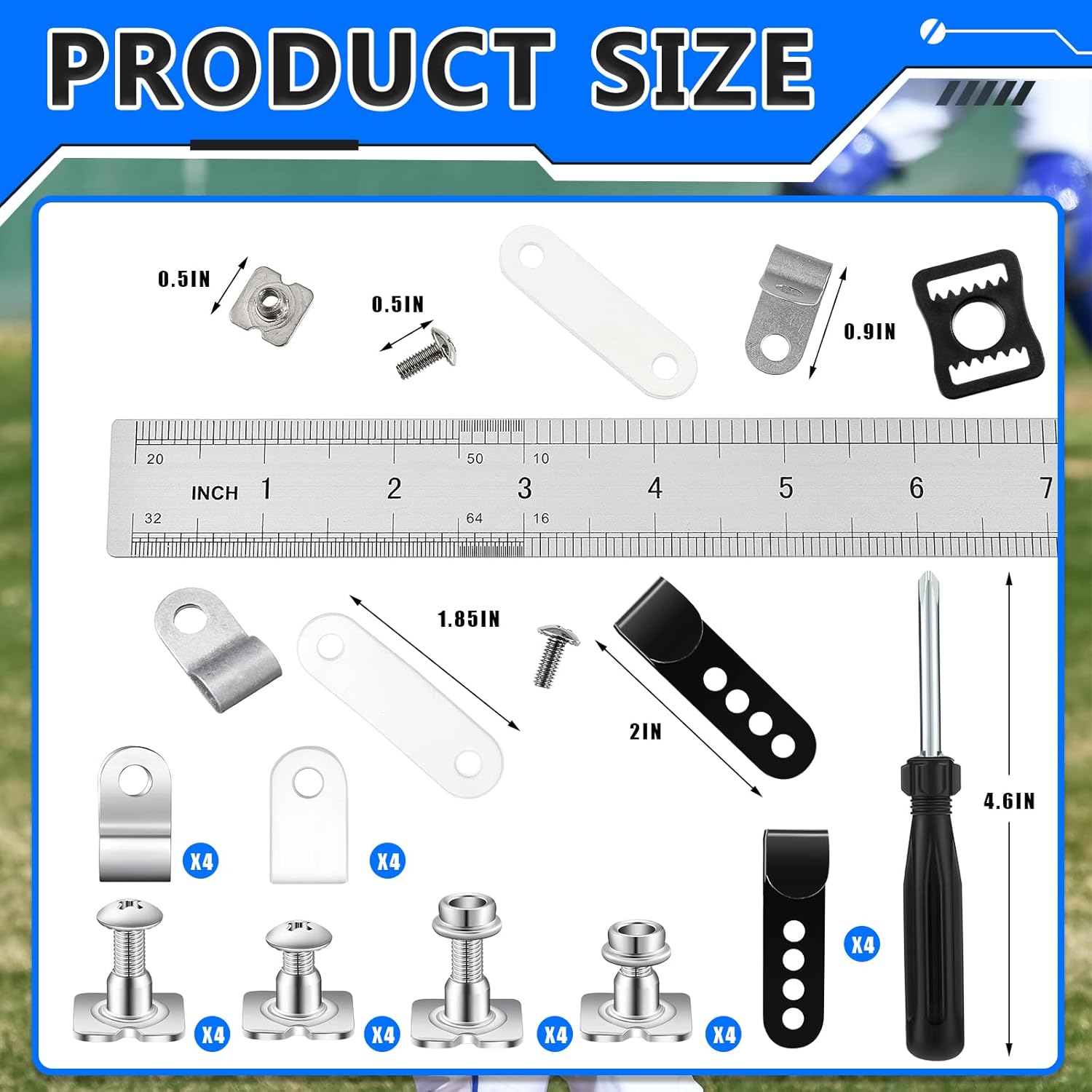 33 Pcs Hockey Helmet Repair Kit Football Helmet Repair Kit Including J Clips R Shape Football Visor Clips Rubber Gaskets Screws with Nuts for Youth Adults Hockey Baseball Sports