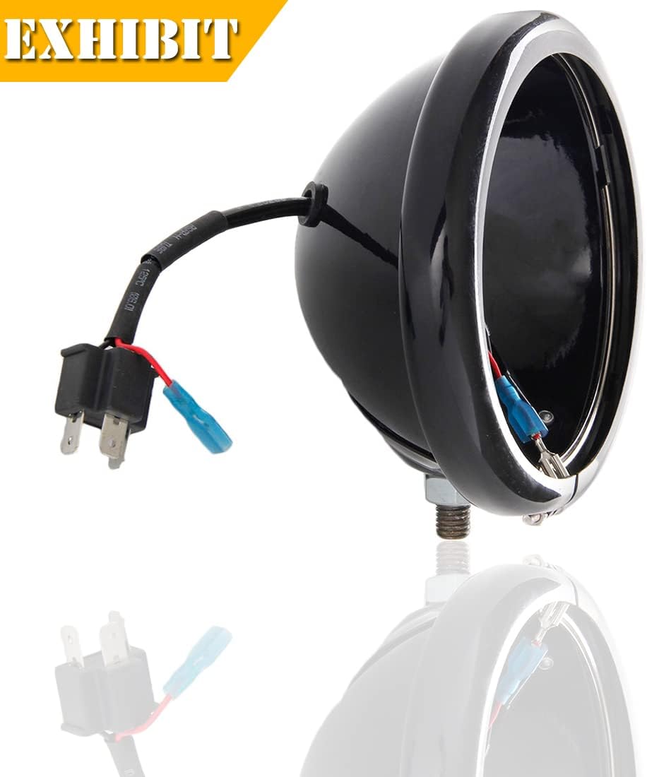 Black 5.75 LED Motorcycle Headlight housing brackets Assembly Compatible with Motorcycle Sportster XL1200 (2004-2014), 5 3/4 lamp Bracket Standard Black lamp housing