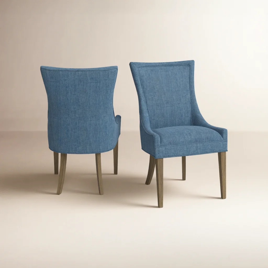 Ultra Upholstered Dining Chairs with High-Back Design and Solid Wood Legs