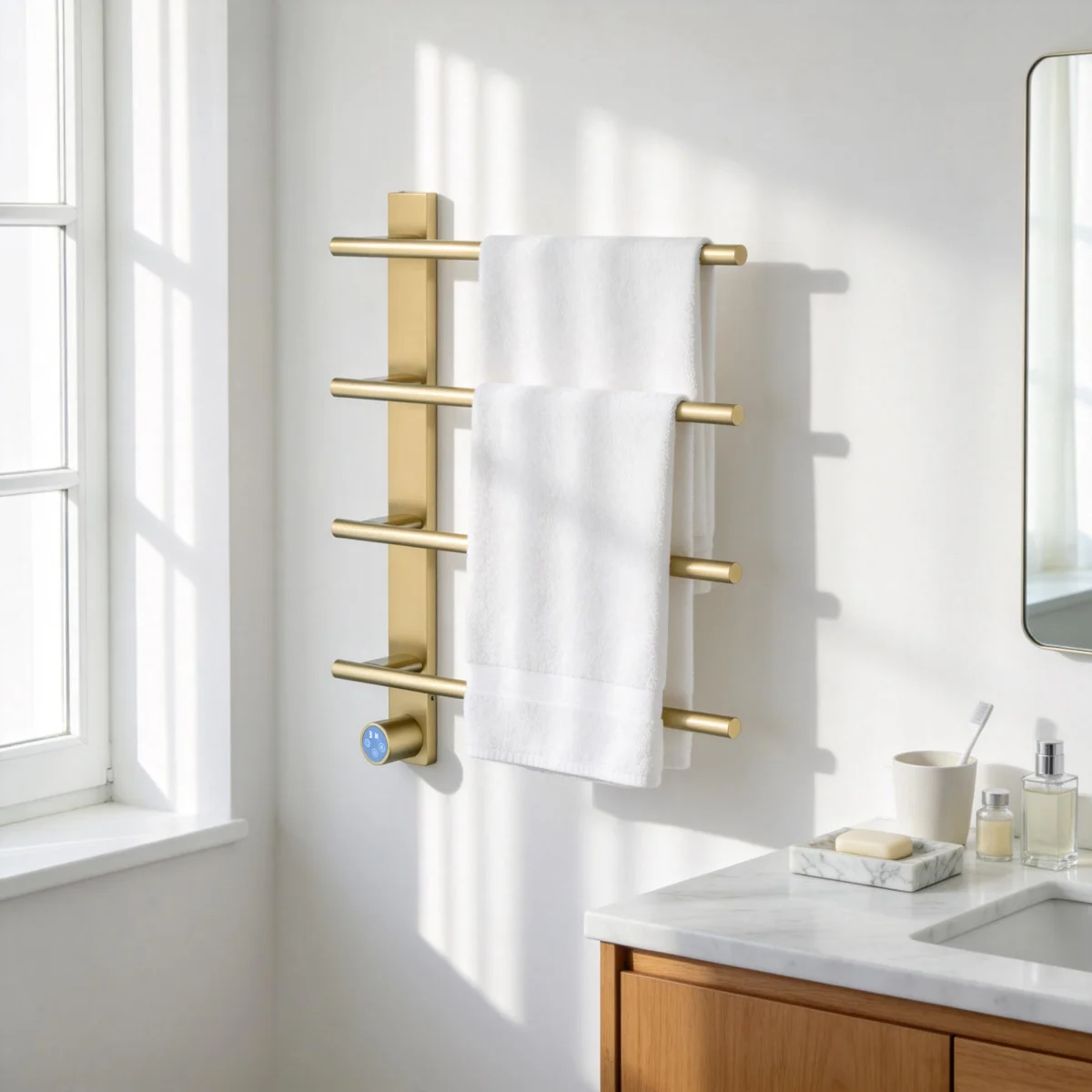 Wall Mount Electric Towel Warmer With Temperature Display Plug In Or Hardwired