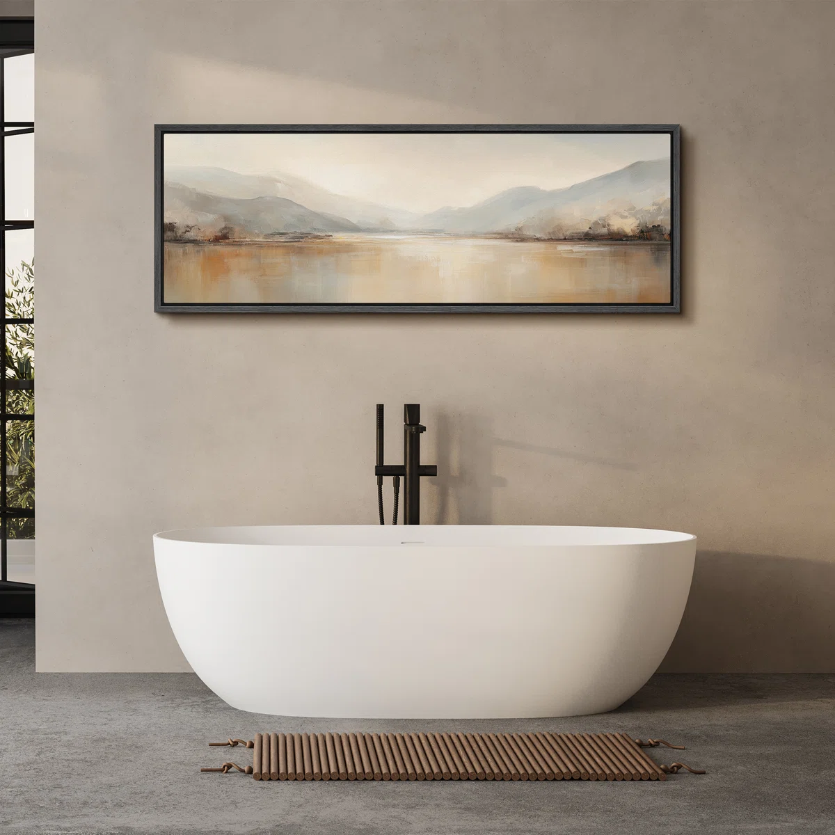 Large Framed Canvas Print Wall Art - Abstract Landscape Print for Modern Home Decor