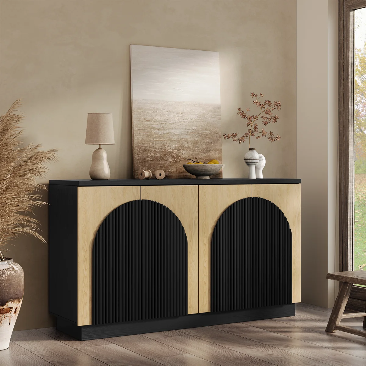 Designer 55'' Curved Three-dimensional Texture Sideboard