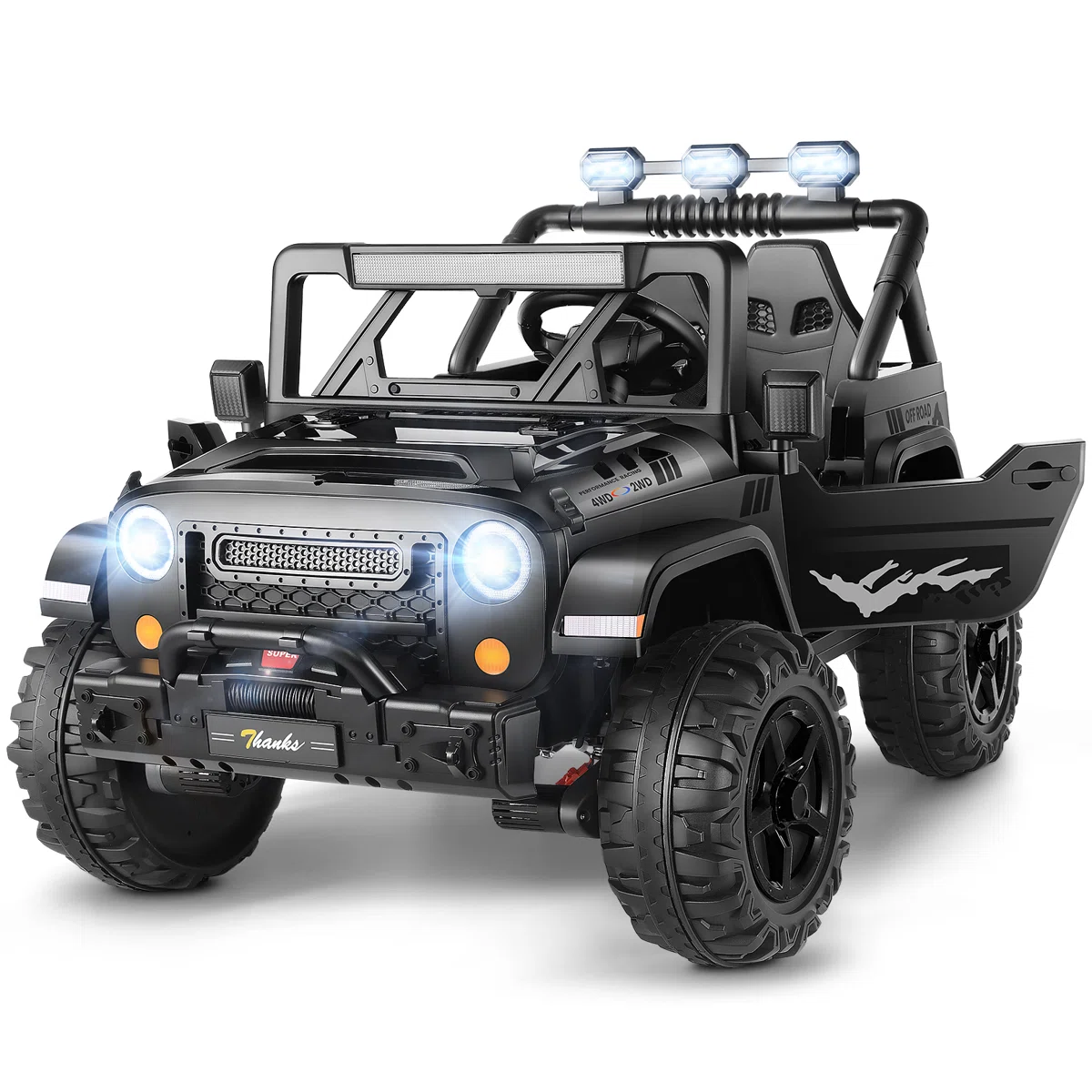 Alex 24V 6-Wheels Ride On Tractor Truck with Remote Control, Kids UTV With Removable Trailer, 2X100w Powerful Engine,Safty Belt,Vehicles for Kids Toddlers