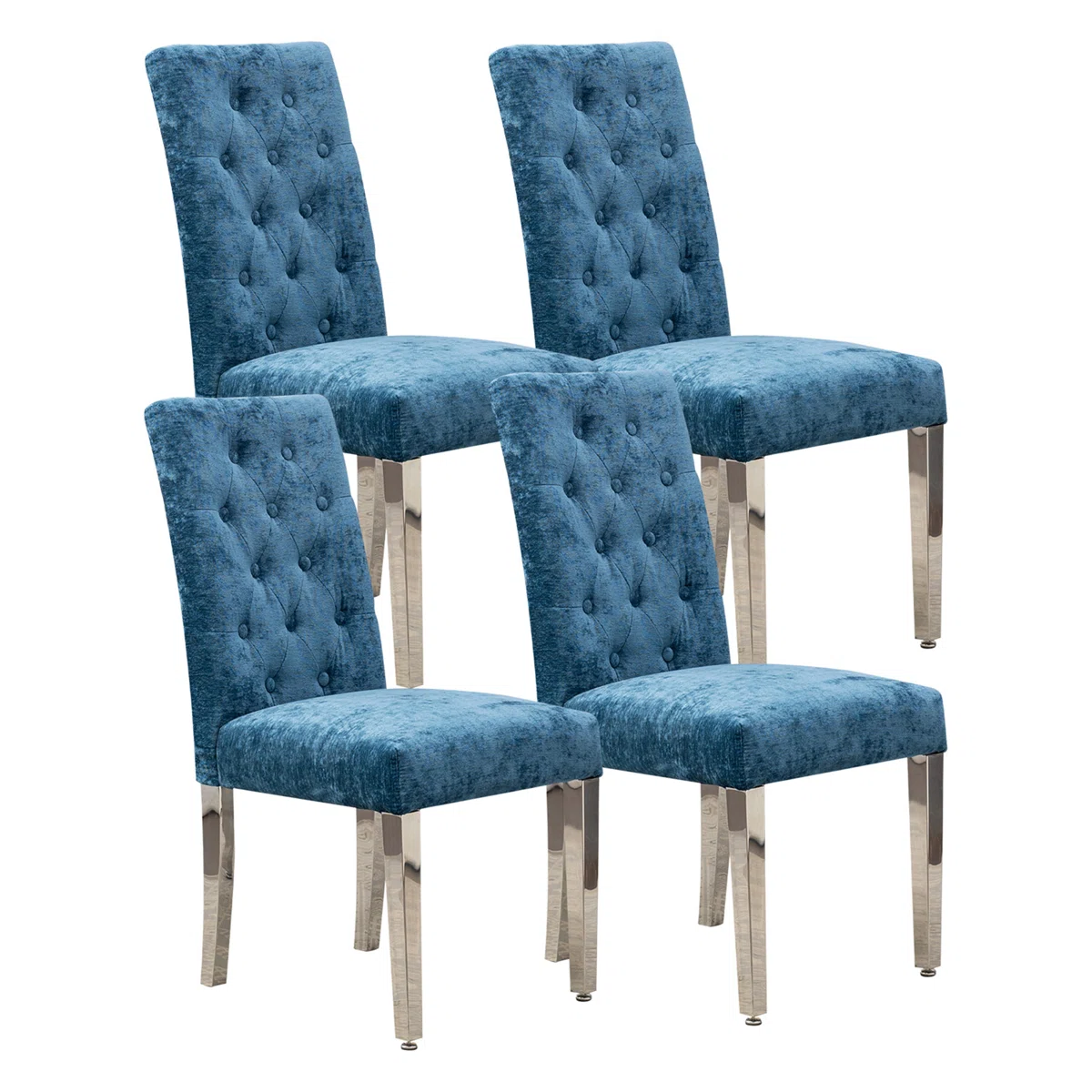 Set Of 2 Modern Dining Chairs With Plush Velvet Upholstery, Sturdy Stainless Steel Legs & S-Shaped Springs - Ergonomic Support For Dining Room, Kitchen, Office