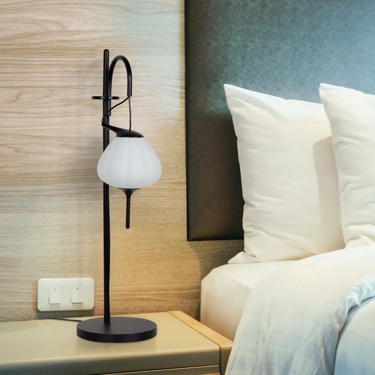 (globe broken ) Lecce 20-in Height Integrated LED ETL Certified Table Lamp with Teardrop Glass Shade