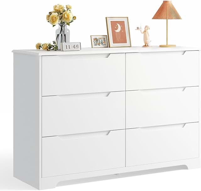 (INCOMPLETE) Box 2/2-Top Double Dresser 6 Drawers, Rails/Plinths, Drawer Fronts, Drawer Bottoms, Back Panel