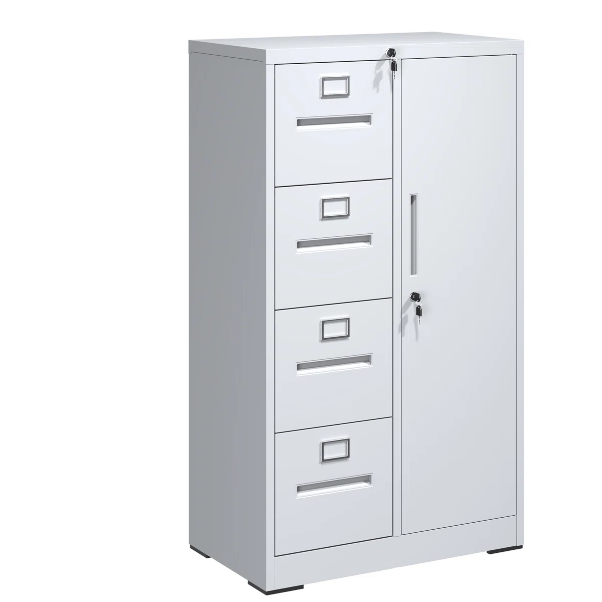 4-Drawer Metal Vertical Filing Cabinet with Lock and 1 Door for Home Office, Steel Storage Cabinet for Hanging Legal/Letter/A4 Size Files