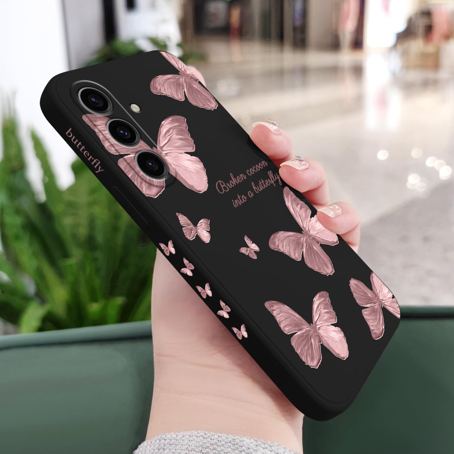 LEECG for Samsung Galaxy S25 FE Case, Slim Soft Non Slip Silicone for Samsung S25 FE Phone Cover 6.7 inch, Butterfly Black Butterfly Black for Samsung Galaxy S25 FE