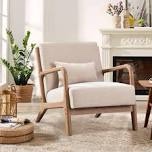 (No hardware)Hertford 26 Wide Mid Century Upholstered Solid Wood Accent Chair with an Extra Pillow