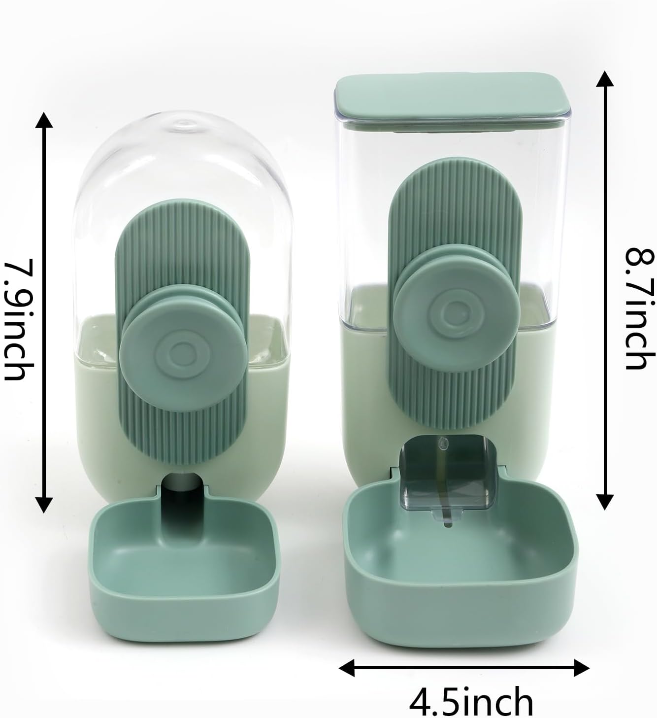 Kenond 35oz Hanging Automatic Pet Food Water Dispenser, Auto Gravity Pet Feeder and Waterer Set, Cage Cat Food Bowl Dog Feeding Station for Puppy and Kitten Rabbit Chinchilla Hedgehog Ferret (Green) Green Waterer and Feeder C