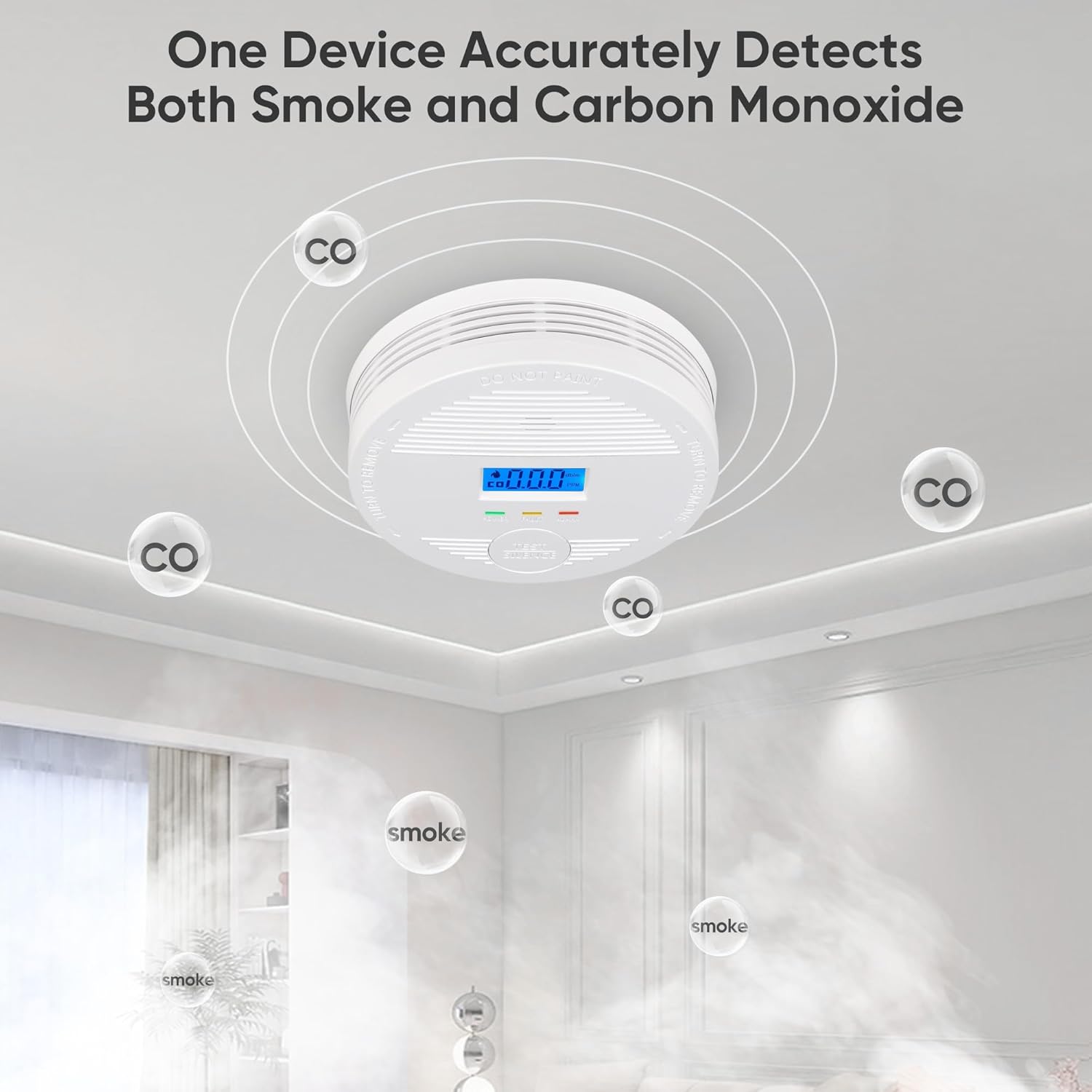 Interconnected Smoke and Carbon Monoxide Detector, 10-Year Battery Wireless Interlinked Smoke & CO Alarm with Dual Sensors, Home Fire & CO Safety Protection (3Pack) 3-Pack