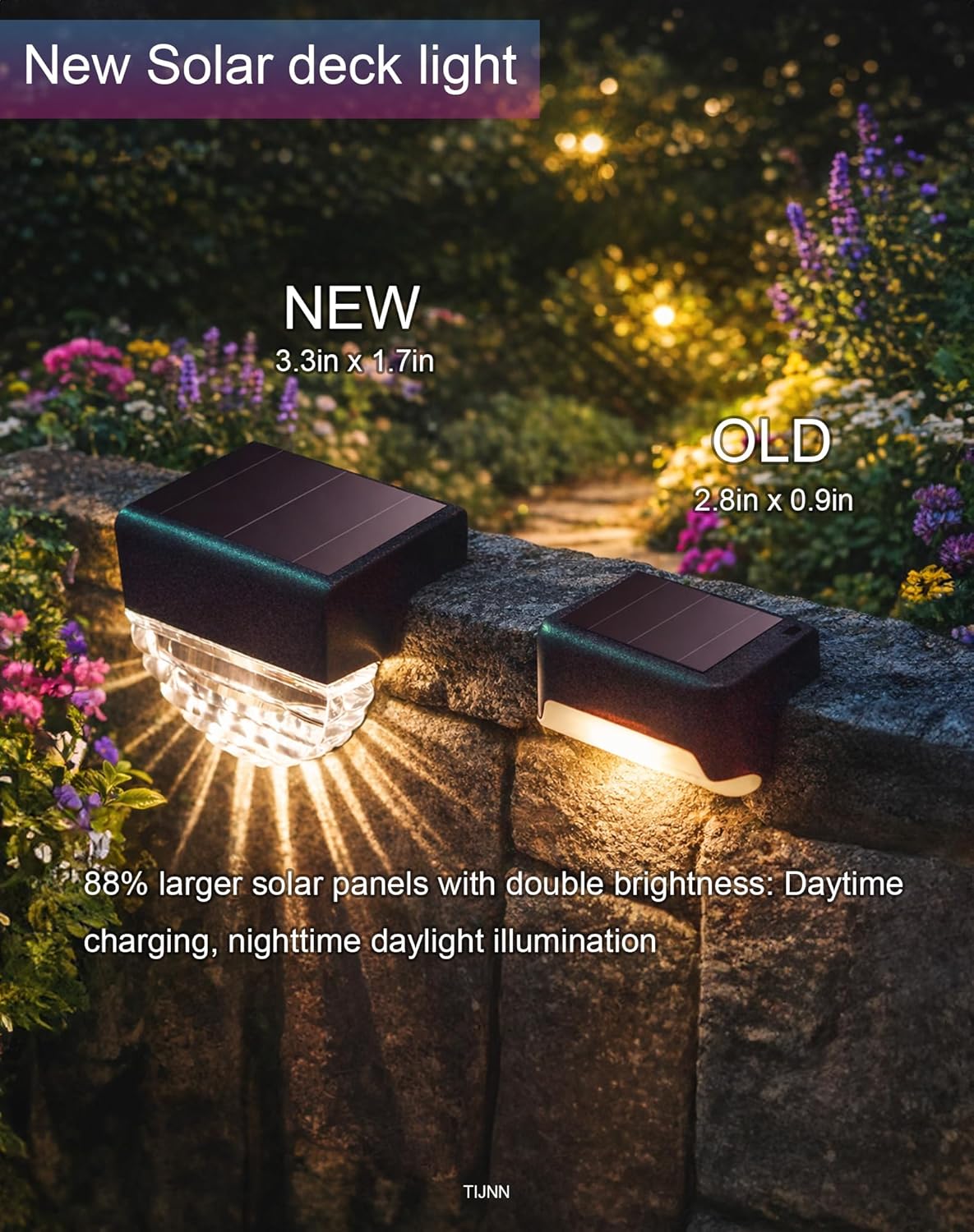 TIJNN Solar Deck Lights Outdoor, Fence Light Waterproof Led Lights for Outdoor Stairs, Step, Yard,Patio Decor Garden Illumination - 6 Pack Deck Light 6 Pack