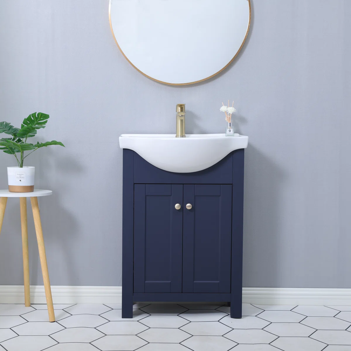 (Sink only)24'' Bule Modern Free-Standing Single Bathroom Vanity Set