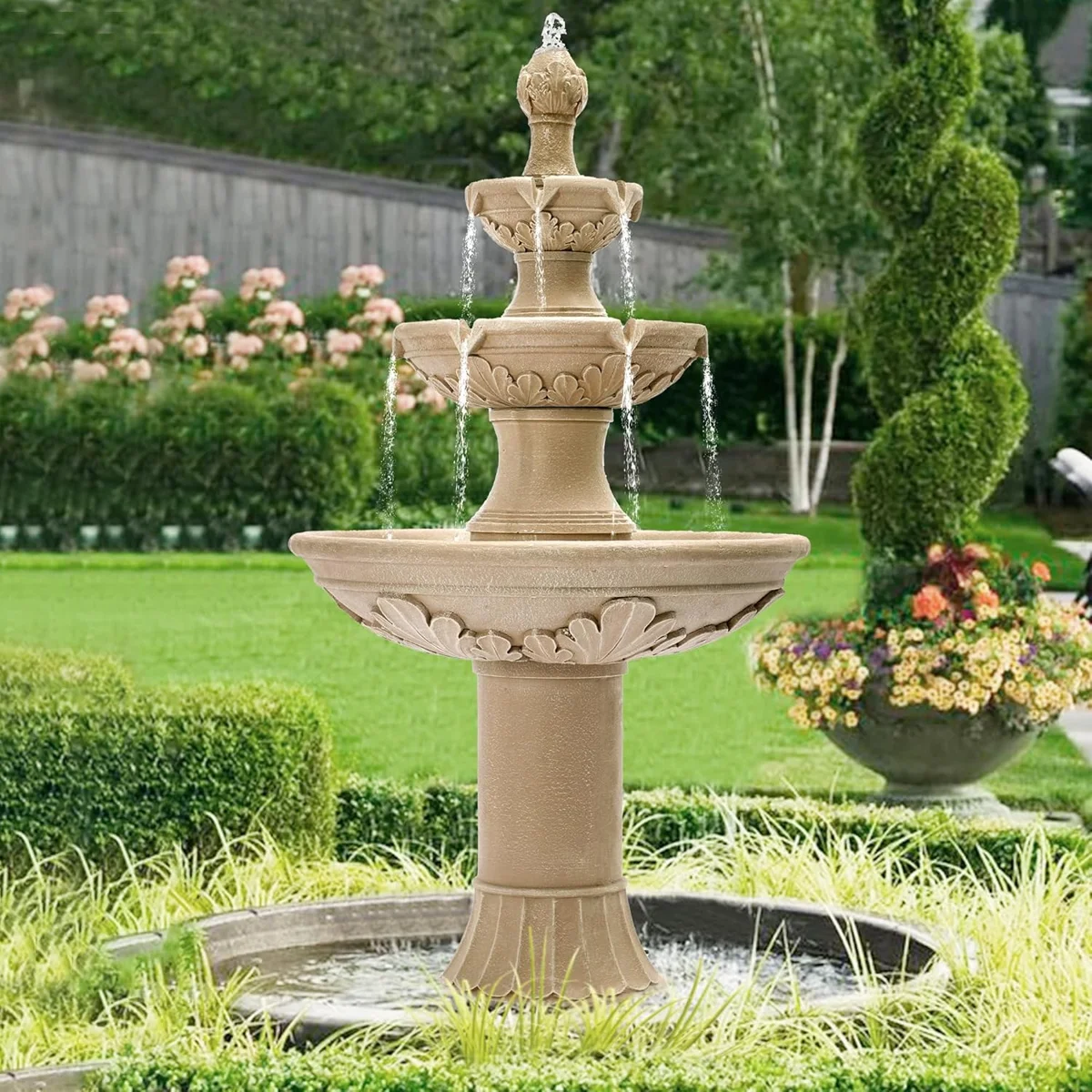 Outdoor Garden Water Fountains,48.4"H Italian Style Fountains and Waterfalls Outside