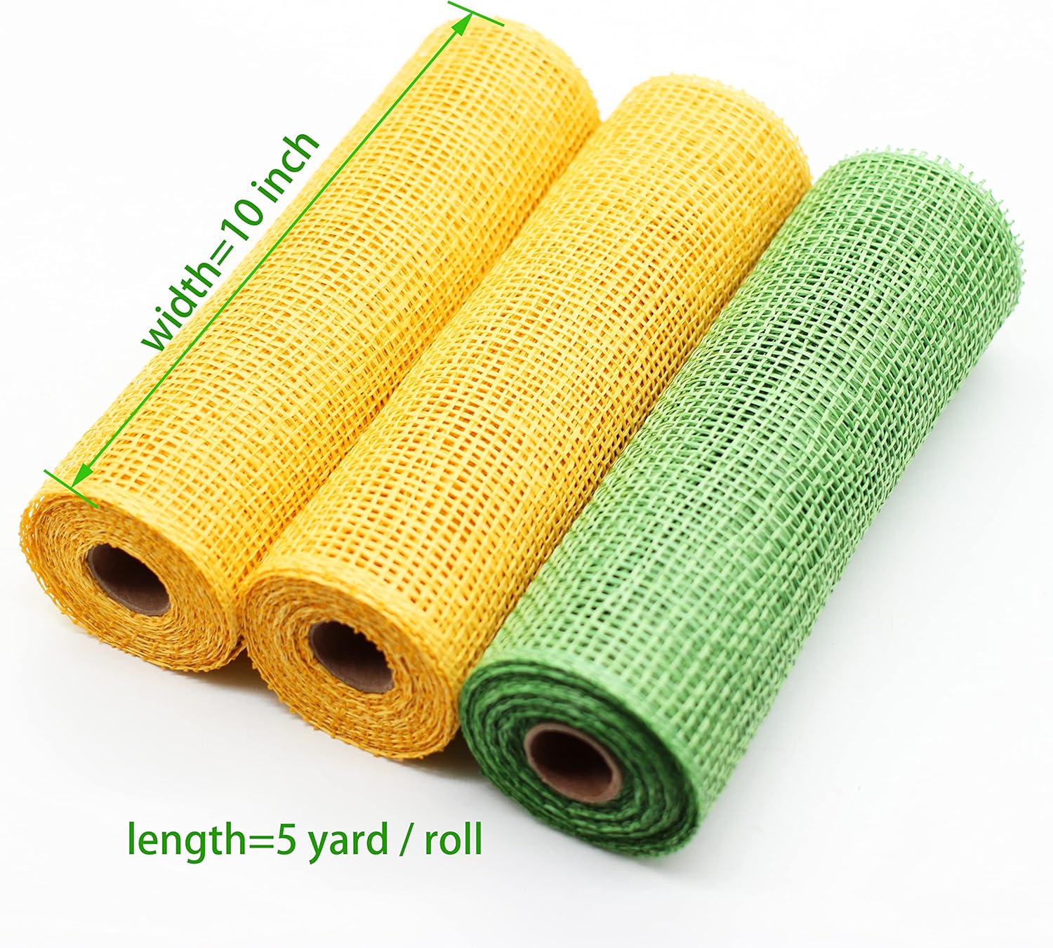 Tyoungg 3 Rolls Poly Burlap Deco Mesh for DIY Autumn Harvest Yellow Sunflower Wreath Sunflower Flower Center Included 10 Inches x 5 Yards (Yellow)