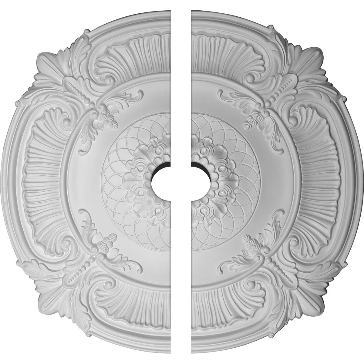 Endurathane Attica Ceiling Medallion, 39 1/2"OD x 3 3/4"ID x 2 1/2"P (Fits Canopies up to 3 3/4"), Two Piece, Factory Primed