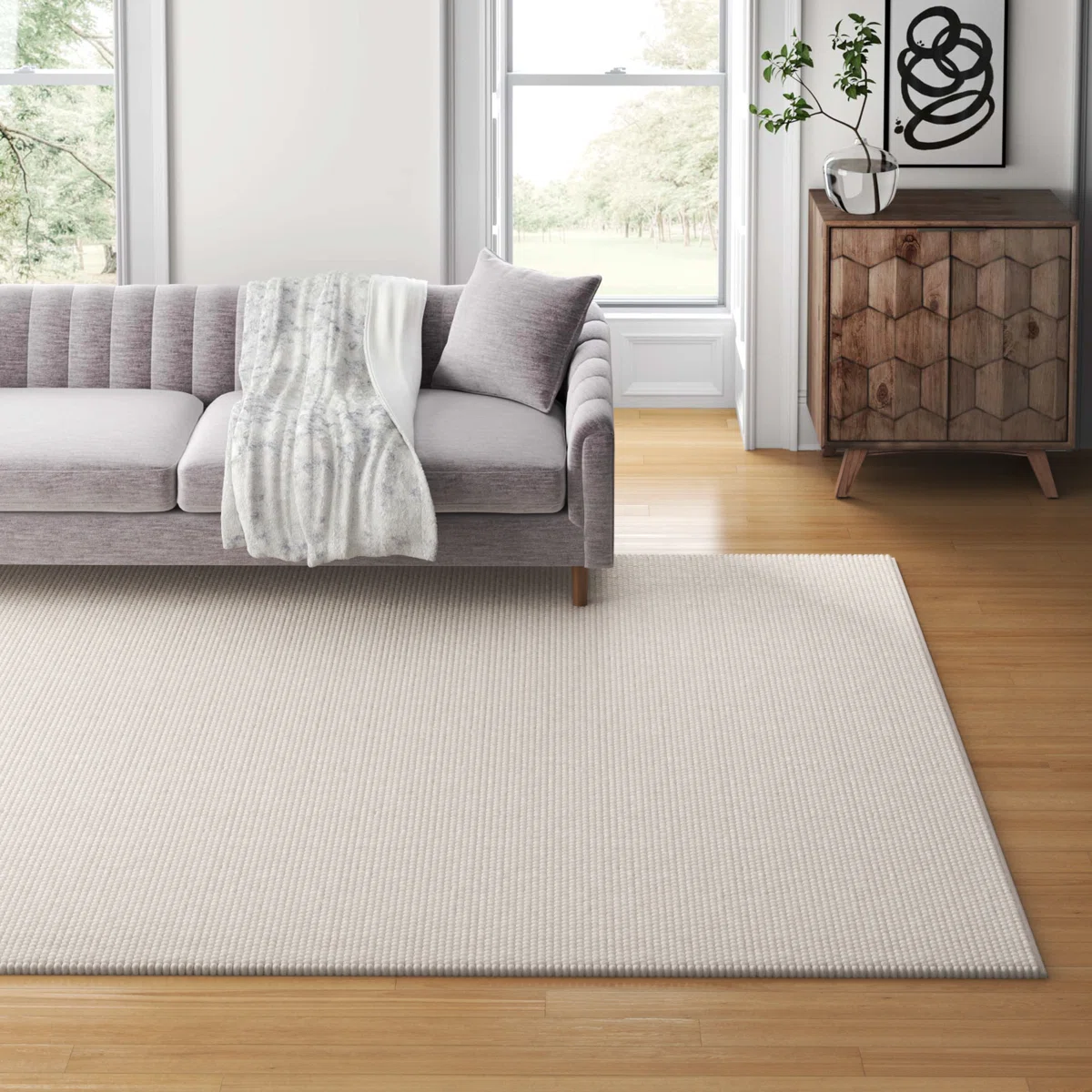 Sitte Solid Color Handmade Area Rug in Ivory