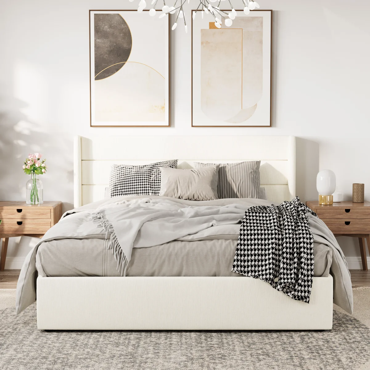 Braya Hydraulic Lift Up Storage Upholstered Platform Bed
