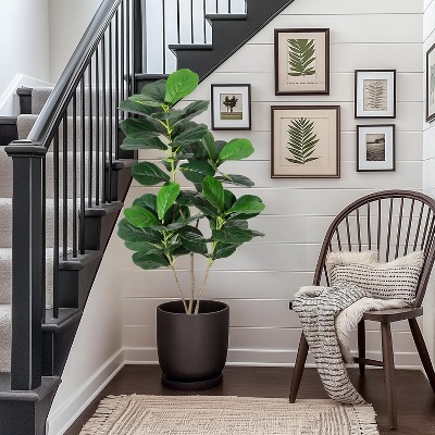 Artificial Fiddle Leaf Fig Tree, Realistic 3D Silk Plant with UV Resistant