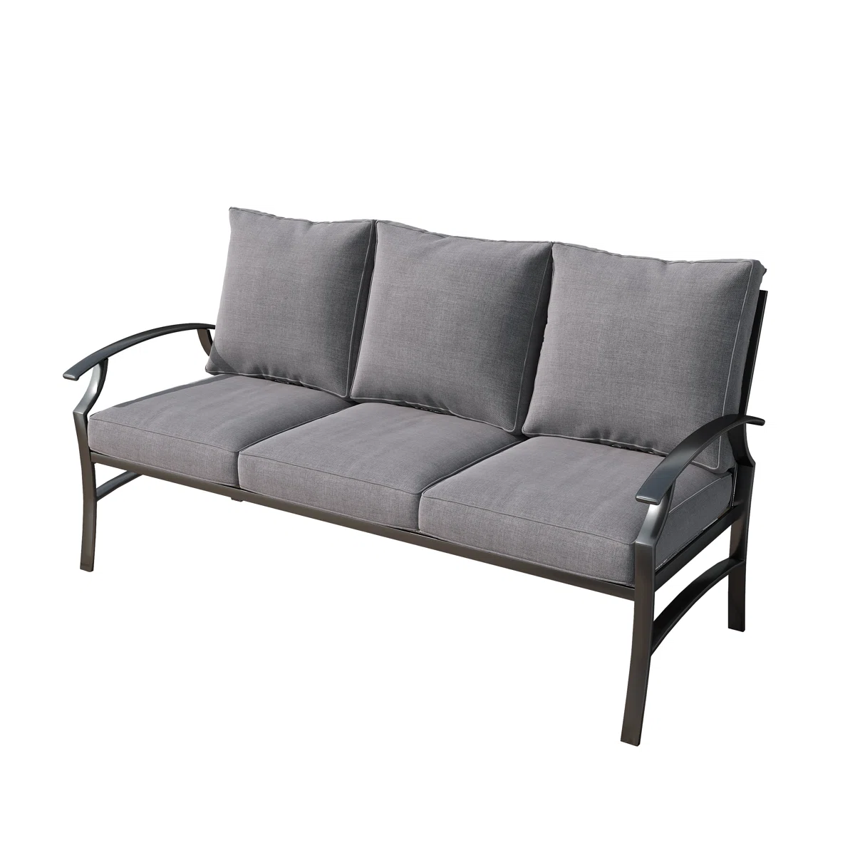 Nickita Metal 3-person Patio Outdoor Sofa With Cushions