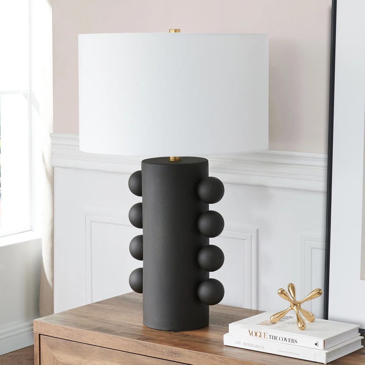 Izzey 26.75" H Sculptural Orb Ceramic Table Lamp with Drum Shade