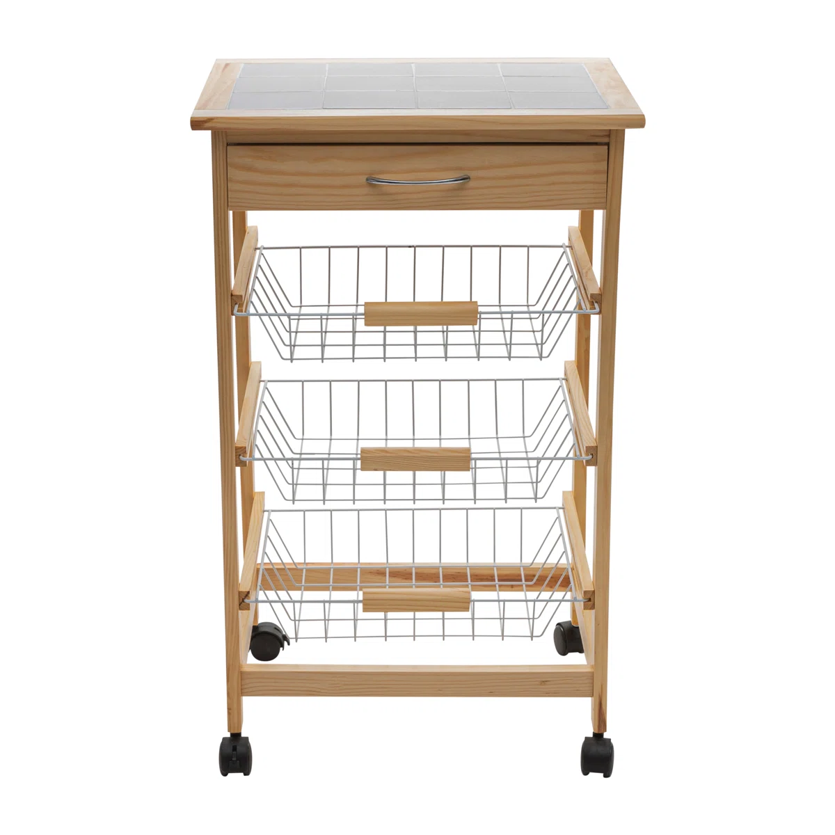 Stratford Kitchen Cart with Wood Top