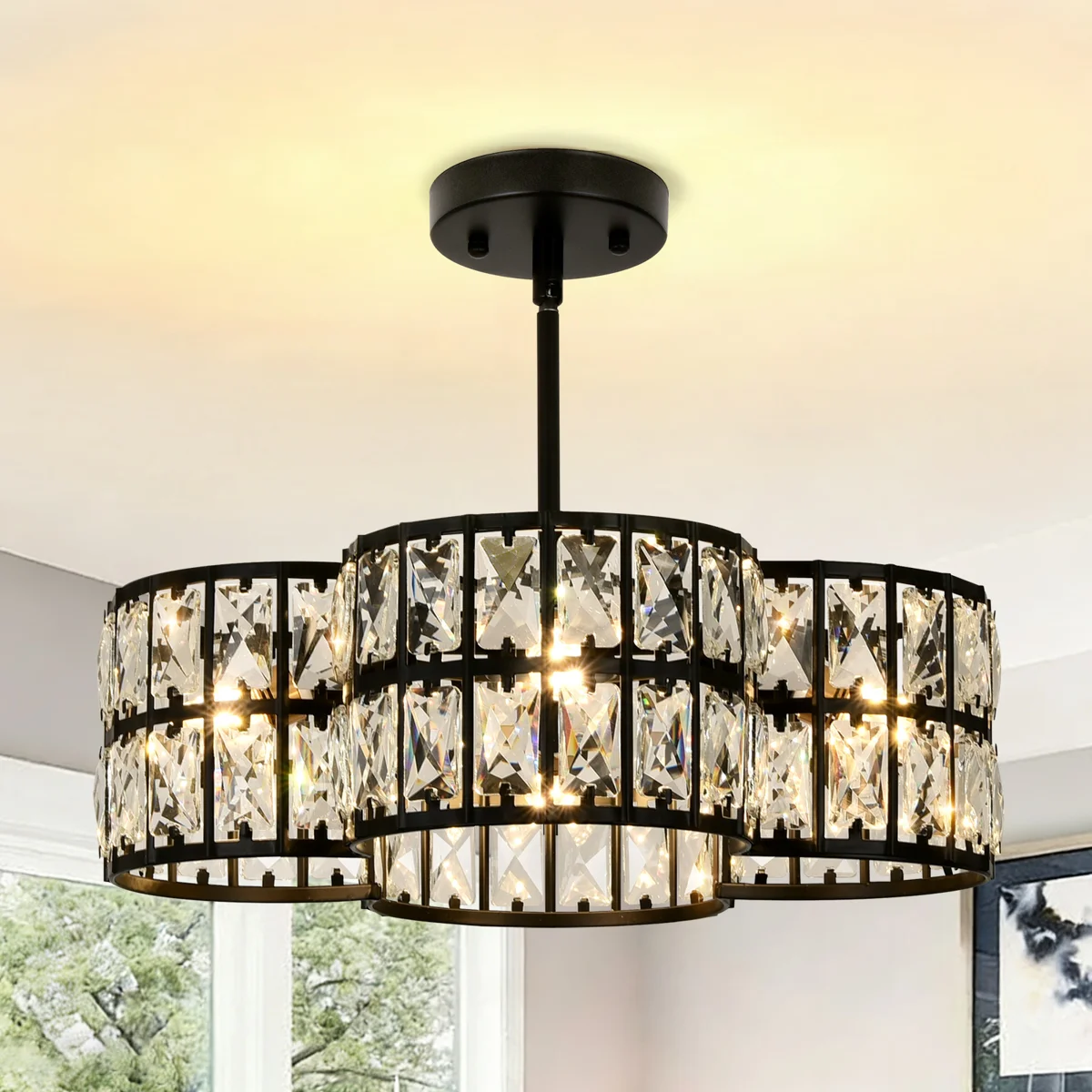 4-Light Adjustable Length Drum Chandelier