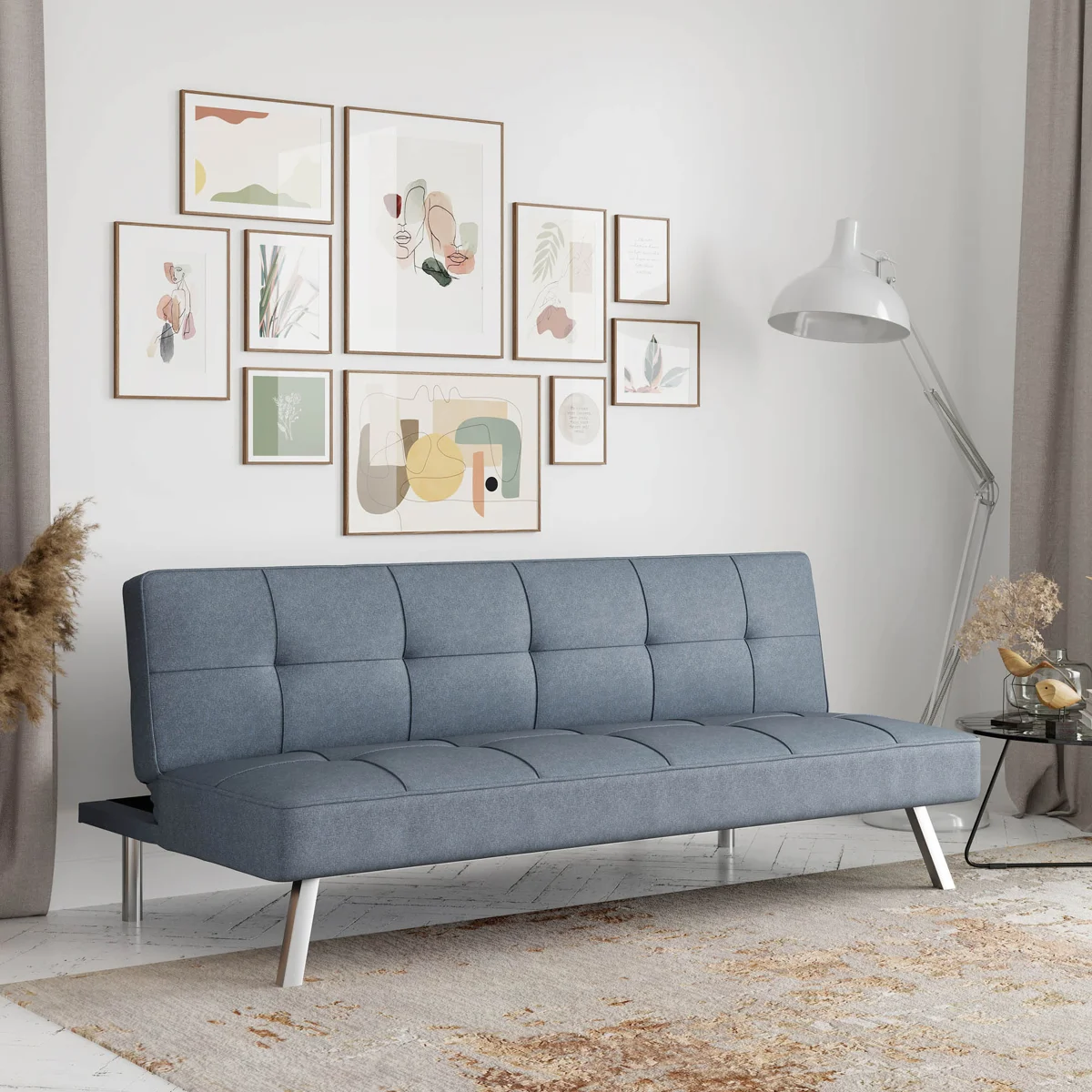 Serta Jameson 66.1" Tufted Convertible Sofa, Woven Polyester Fabric