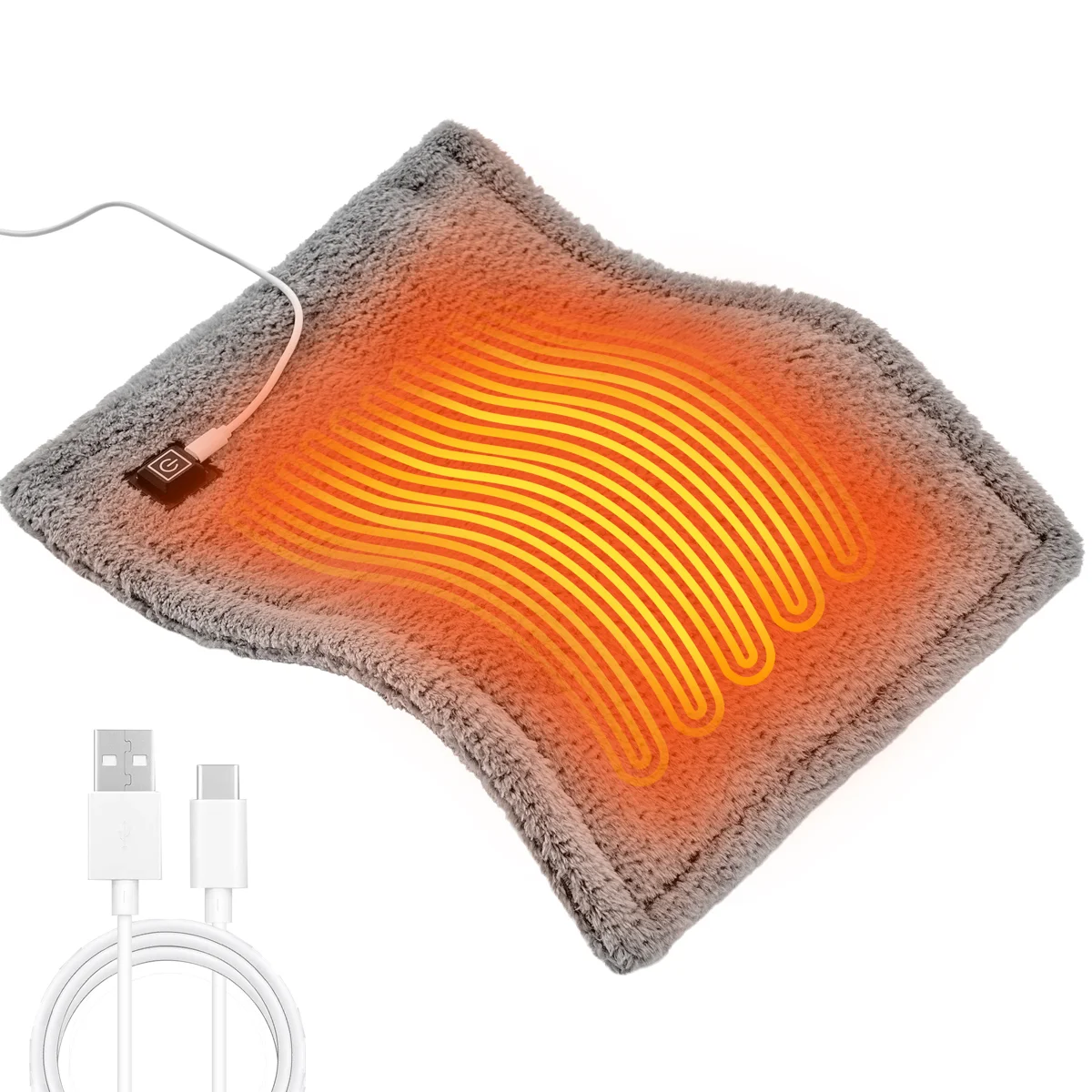 Usb Heat Pad, 3 Temp & Auto-off, 12"x16" Fleece, Usb-c For Neck/back/cramps