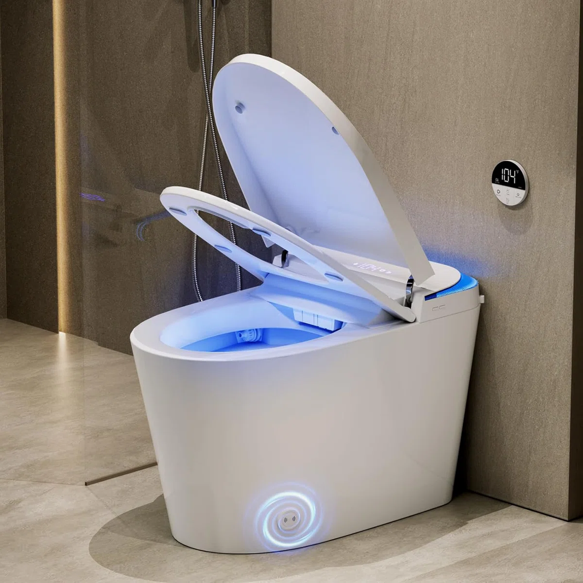 Smart Bidet Toilet With Heated Seat, Automatic Flush, Radar & Foot Sensor, Bubble Shield, LED Display & Wireless Remote