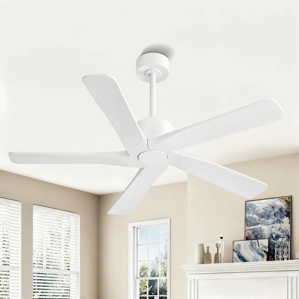 Baun 5-Blade Indoor Ceiling Fan with Remote solid wood Blades DC Motor