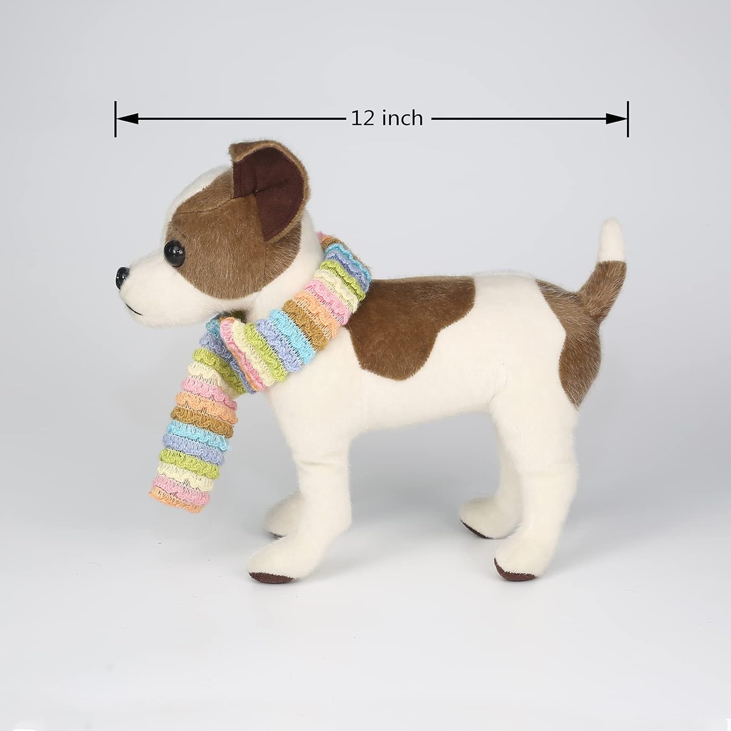 CU-MATE 12 Realistic Jack Russell Terrier Plush - White & Brown Standing Puppy Dog Stuffed Animal Gift