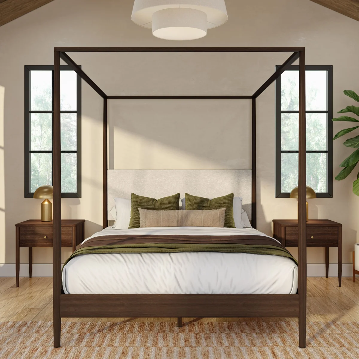 Harbor Canopy Bed with Upholstered Headboard,