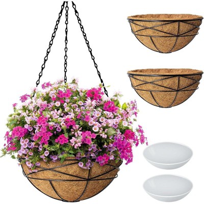 ZVOWOS 2 Pack Hanging Planter Coconut Liner Baskets for Porch and Balcony Decor
