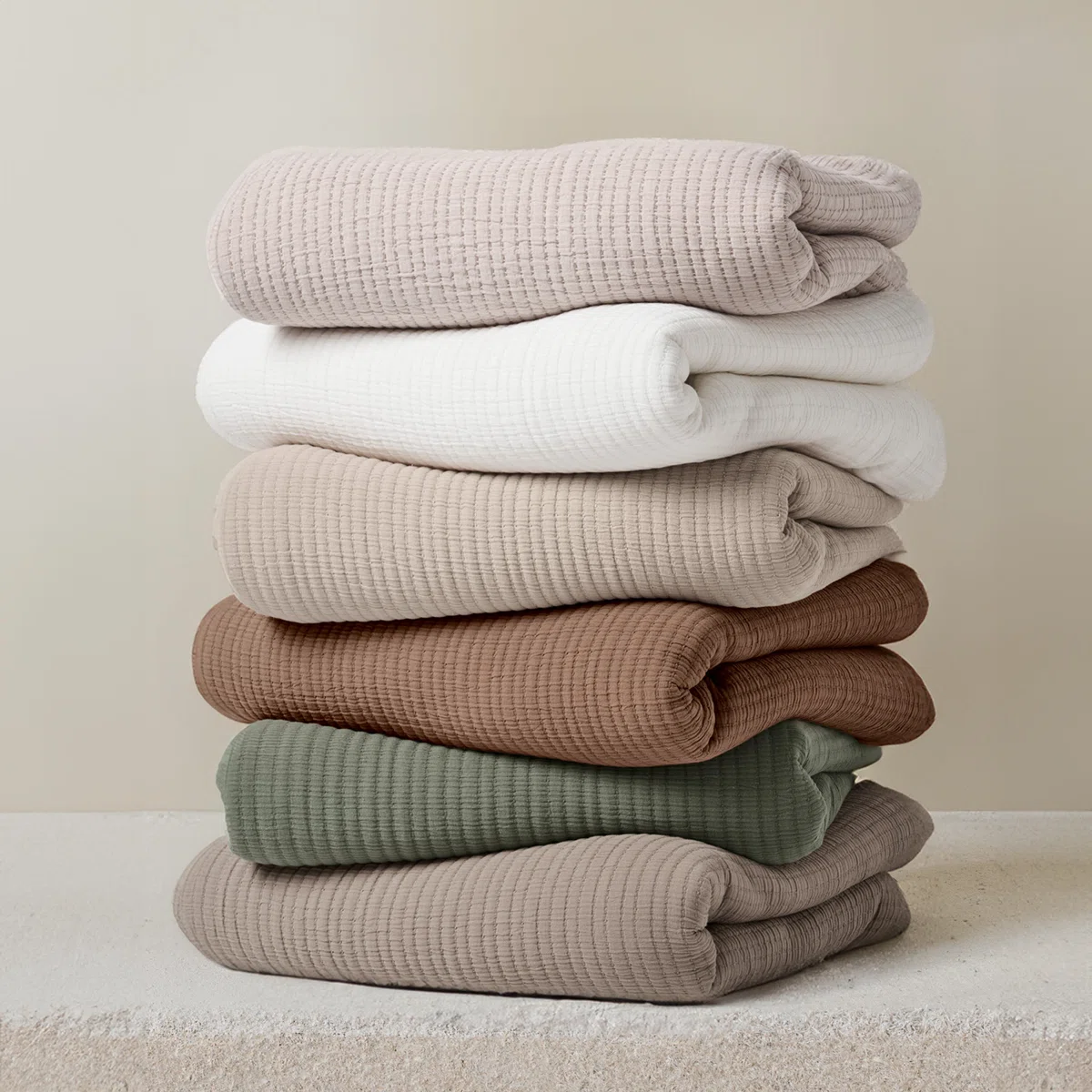 Solid Cotton Gauze Pick-stitch Matelesse Coverlet Bedspread set