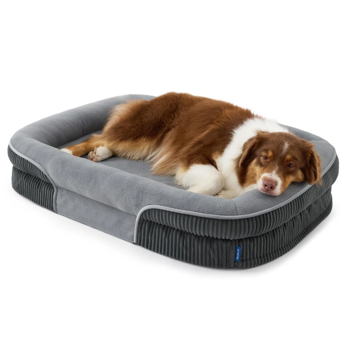 Bedsure Orthopedic Dog Bed for Medium Dogs, Oval Bolster Pet Sofa with Waterproof and Washable Soft Fleece Cover