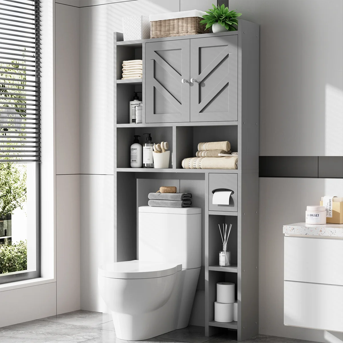 Emefu Freestanding Manufactured Wood Over-The-Toilet Cabinet