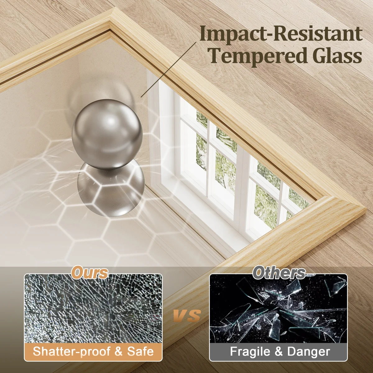 Amara Tempered Glass and Aluminum Alloy Framed Wall Mirror