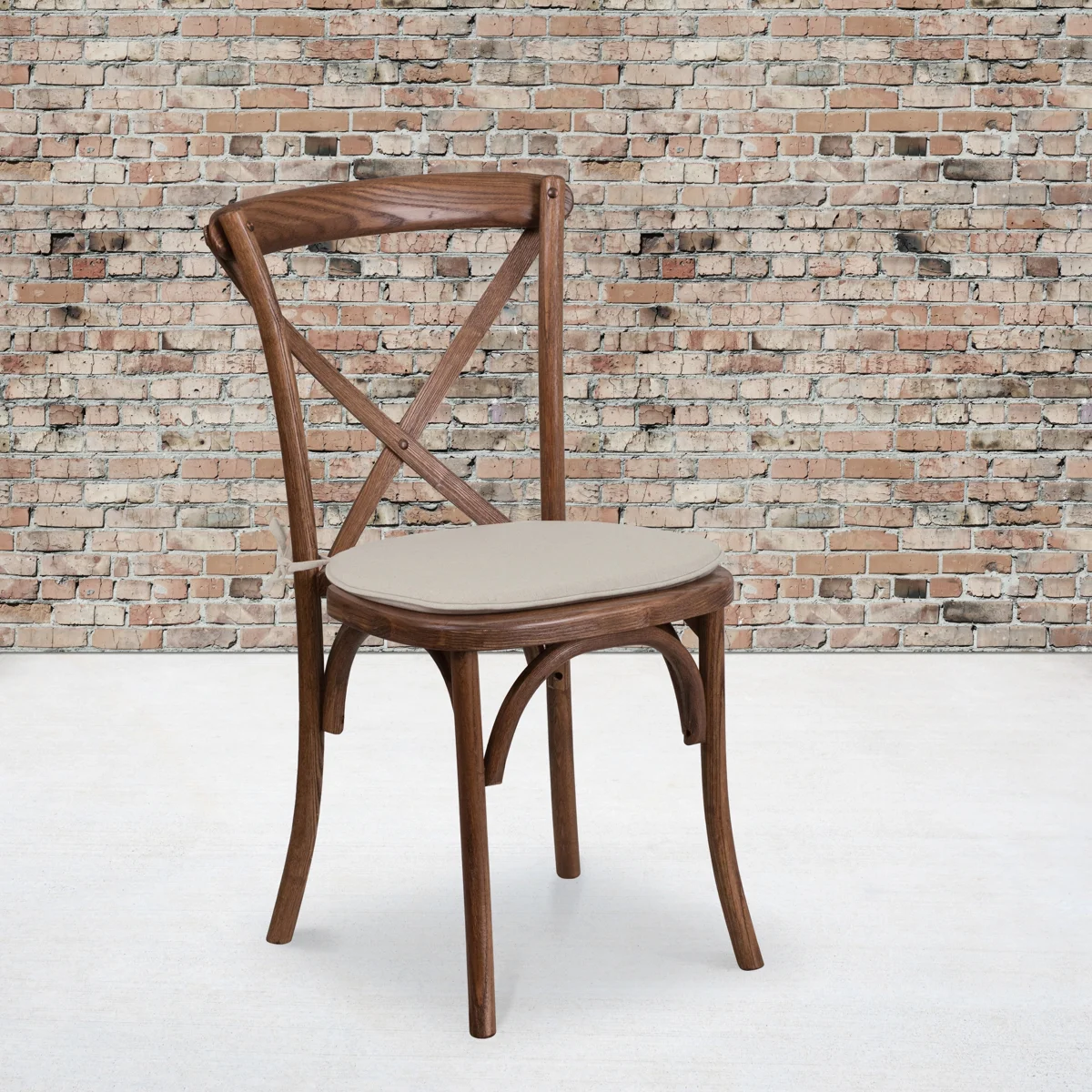 Arquit Series Stackable Wood Cross Back Bistro Dining Chair with Cushion