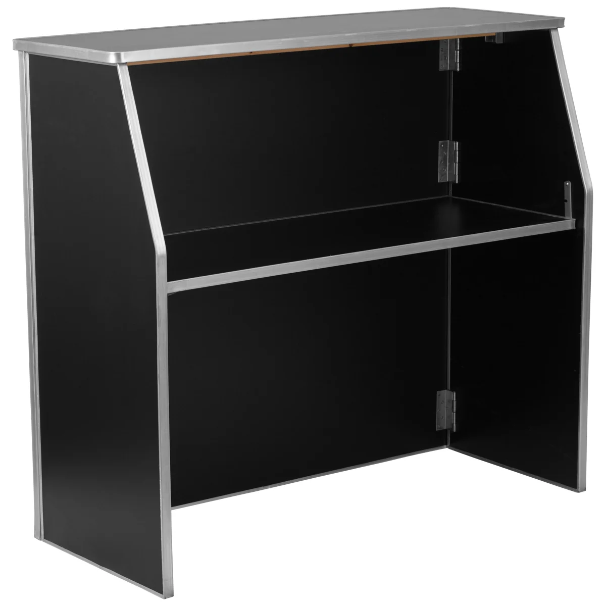 Bukowski 4' Folding Portable Event Bar with Top and Middle Shelves