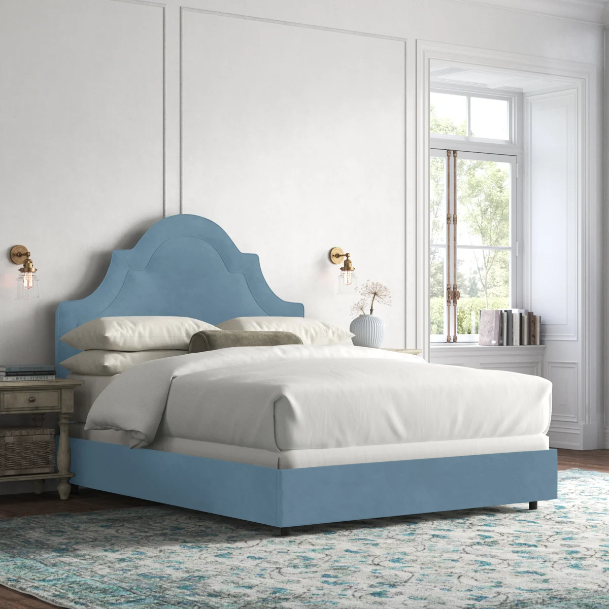 Avione Arched Border Upholstered Standard Bed