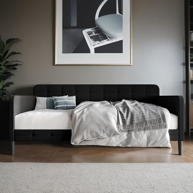 Tamaj Upholstered Daybed Frame with Fence and Stairs