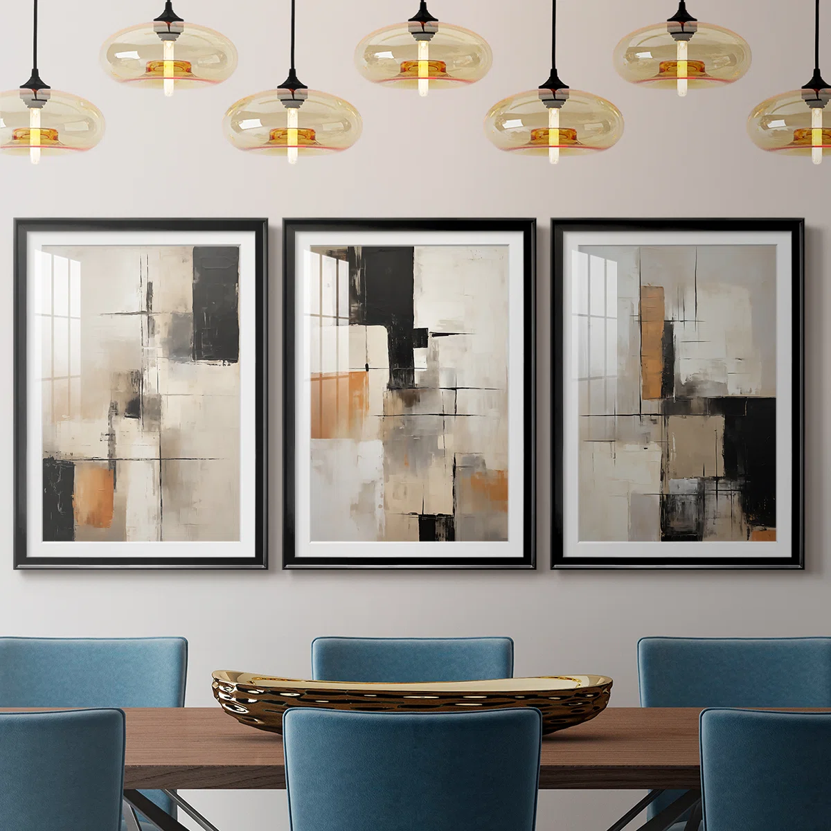 ABSTRACT Series CCCLXIV  -Custom Framed  Premium Print W Matt - 3 Pieces