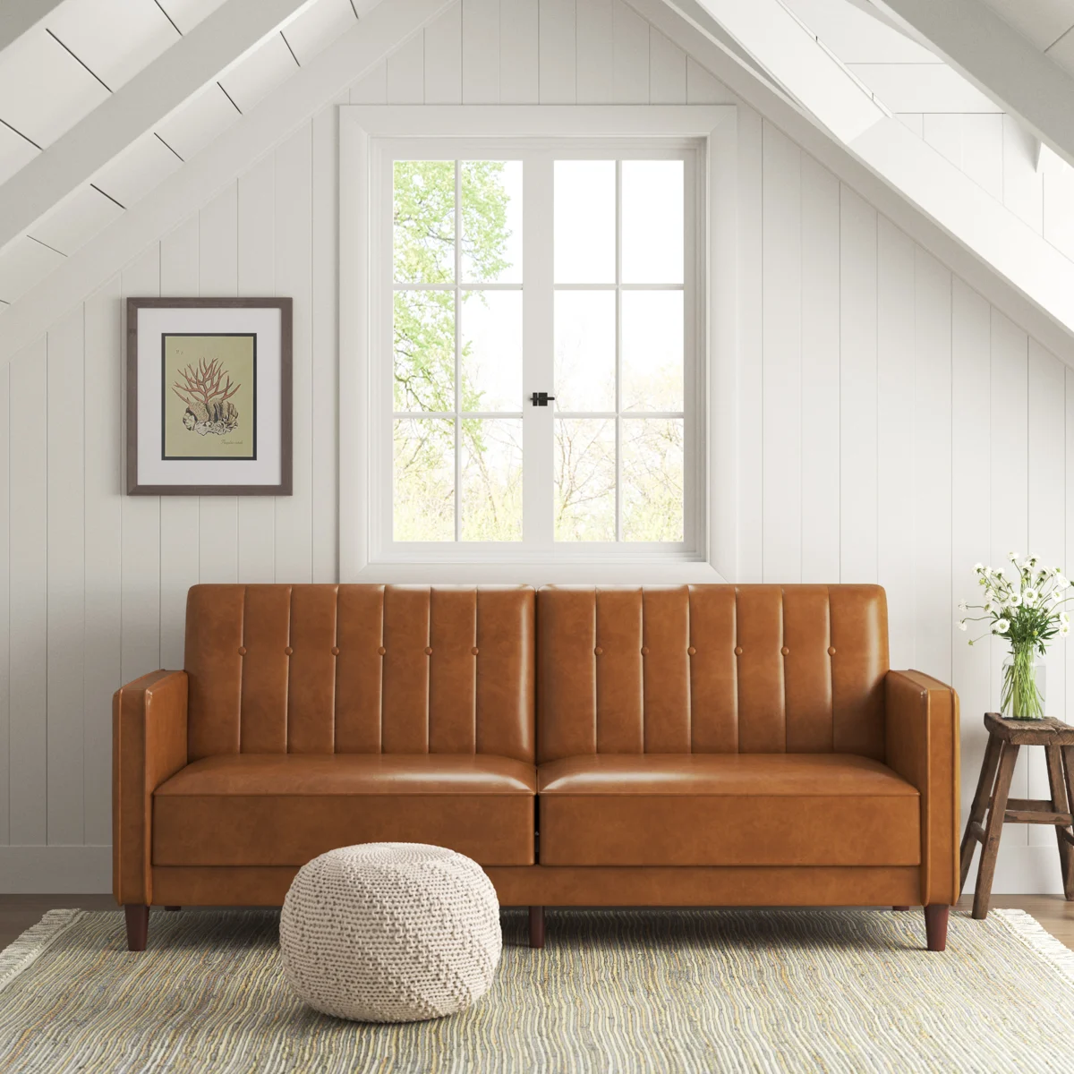Seylow 81.5'' Faux Leather Convertible Sofa