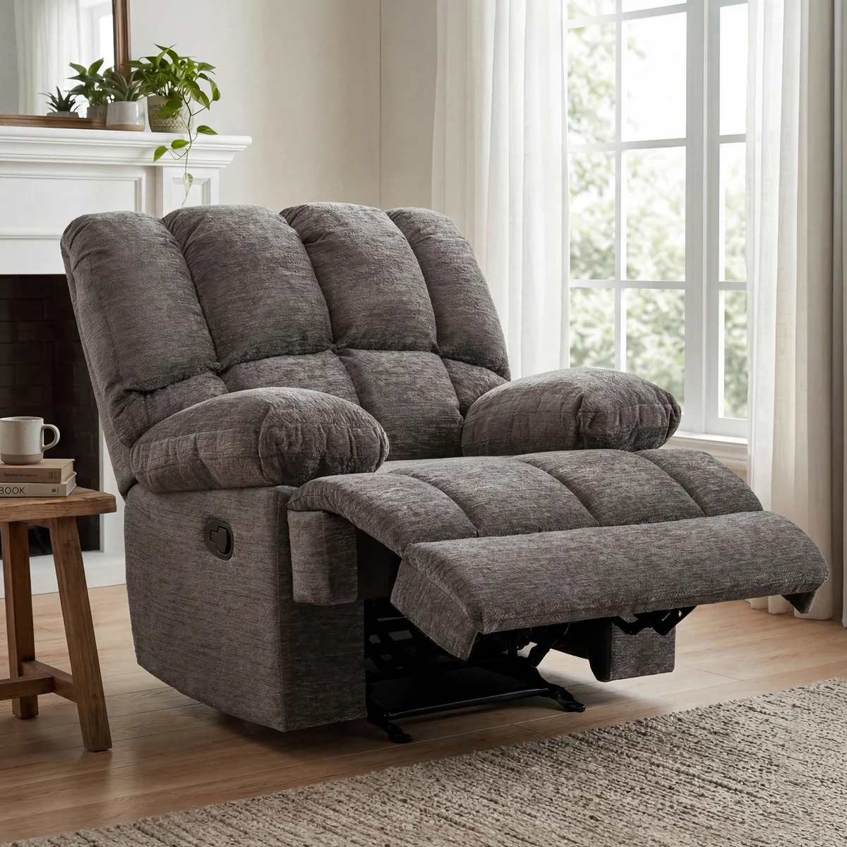 Oversized 44.5"W Upholstered Manual Rocking Recliner