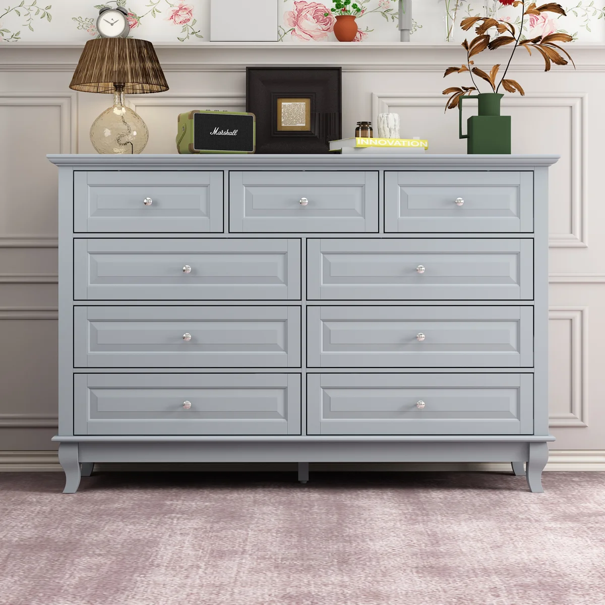 9-Drawer Dresser With Elegent Style