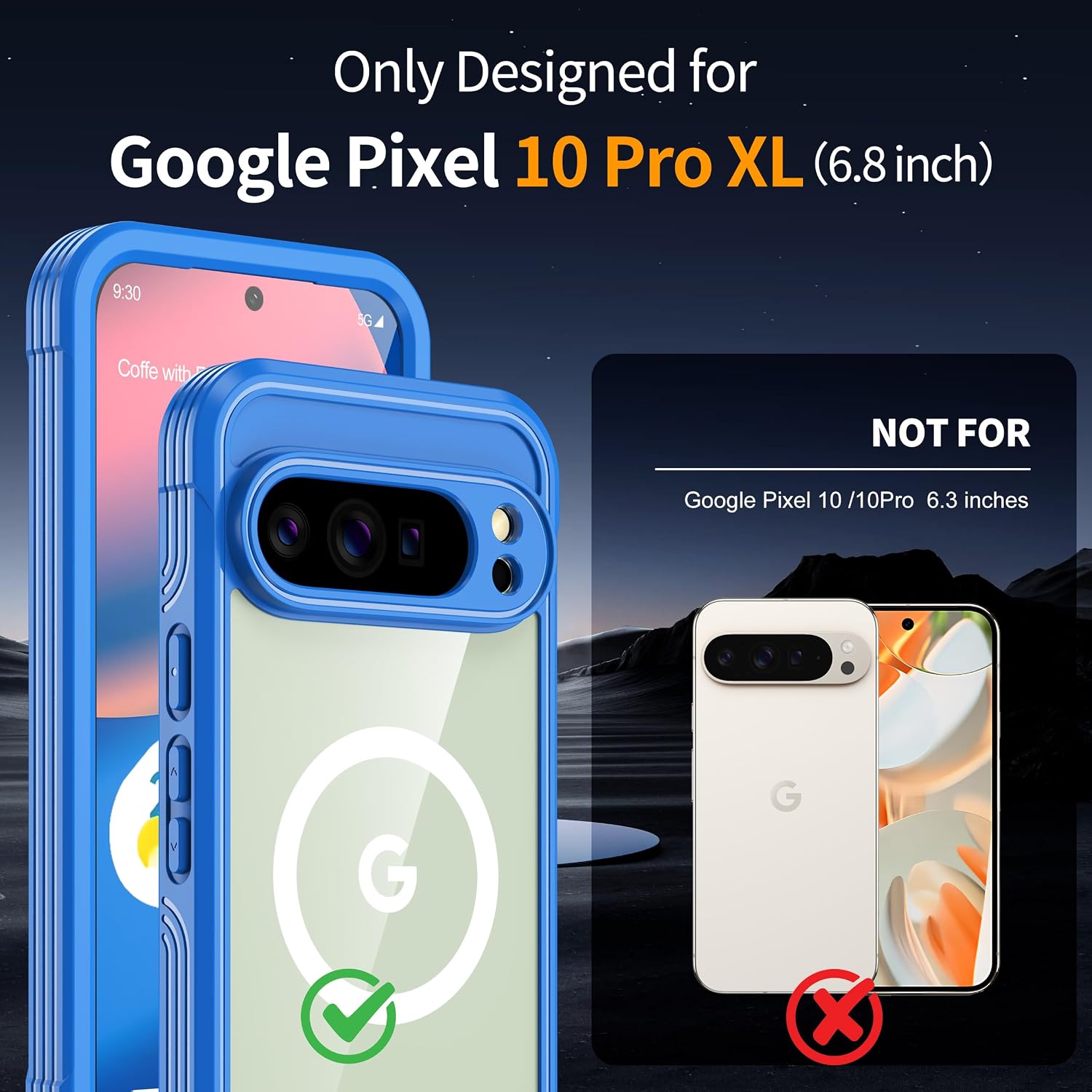 Magnetic for Google Pixel 10 Pro XL Case, Built-in HD & Privacy Screen Protector, [Military Grade Protection] Full Body Shockproof Anti Spy Phone Case for Pixel 10 Pro XL, Blue Pixel 10 Pro XL Blue