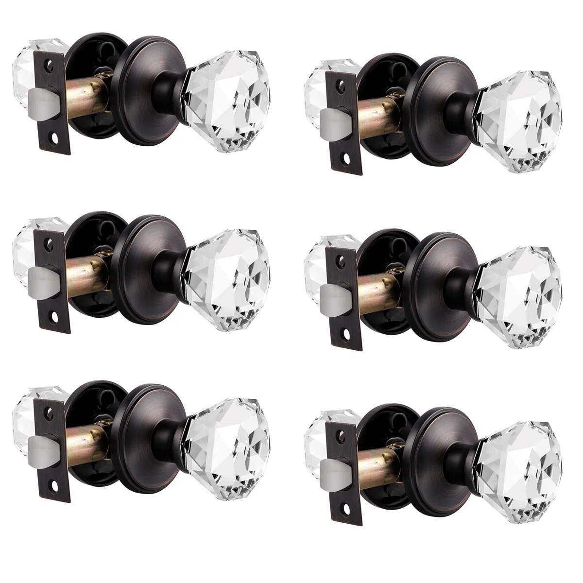 Probrico Interior Crystal Passage with Round Rosette Door Knobs for Hall ad Closet Door